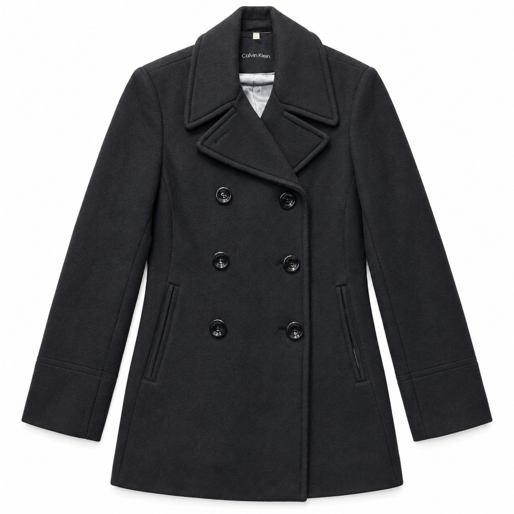 Calvin Klein Women Black Wool Cashmere Peacoat Jacket Coat 10 CW683002